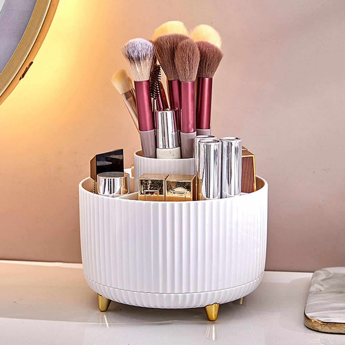 SpinGlam: Rotating Makeup Brush Organizer